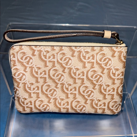 Coach Beige Monogram Wristlet Clutch with butterfly charm - Picture 4 of 6